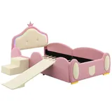 XDOVET Kinderbett Crown Cartoon 140 x 200 cm rosa mehrfarbig