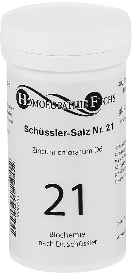 HOMOEOPATHIEFUCHS Schüssler-Salz Nummer 21 Zincum chloratum D6 Biochemie