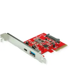 ROLINE PCI-Express-Karte, USB 3.2 Gen 2, 1x USB-A, 1x USB-C