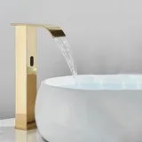Schwarze Sensor-waschtischarmatur, Automatische Sensor-badarmatur, Berührungslose Wasserfallarmatur, Mischbatterie Für Warm- Und Kaltwasser