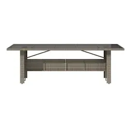 vidaXL Gartentisch mit Glasplatte 240 x 90 x 75 cm Grau