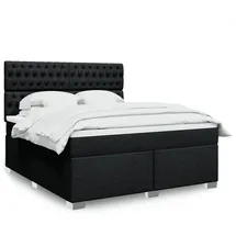 vidaXL Boxspringbett mit Matratze Schwarz 180x200 cm Stoff