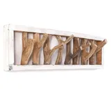 DESIGN DELIGHTS Wandgarderobe Treibholz Unikat 80 x 22 cm Weiß