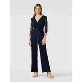 Swing Jumpsuit mit Spitzenbesatz, Marine, 40