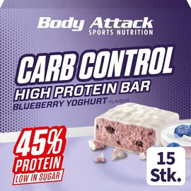 Body Attack Carb Control Blueberry Yoghurt Riegel 15 x 100 g
