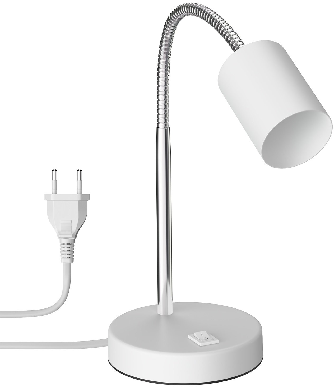 ledscom.de Tischlampe WAIKA, Schwanenhals, Schalter, weiß, 1x GU10 max. 60W