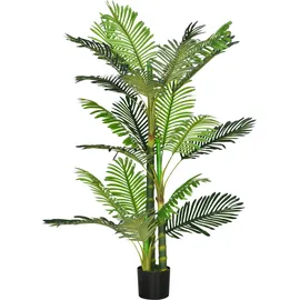 Homcom Künstliche Palme, Kunstpflanze mit Zementfüllung, Kunstpalme im Topf, Zimmerpflanze für Innendekoration, 150 cm, Grün