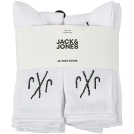 JACK & JONES Tennissocken Herren Schwarz Weiß One Size JACDIRECT TENNIS SOCK 20er Pack Weiß/Pack 1 One Size