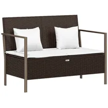 furnicato Gartenbank 2-Sitzer mit Kissen 2 x 60 x 80 cm Braun