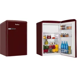 Amica KS 15611 R Retro-Kühlschrank (108 l, 860 mm hoch, Weinrot)