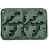 Fackelmann Eiswürfelform Dino aus Silikon – Flexibel und stabil, für Eiswürfel in süßen Dino-Designs, Graugrün, wiederverwendbar und spülmaschinengeeignet, 19x13x2 cm, Grün