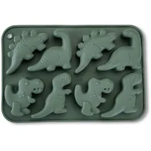 Fackelmann Eiswürfelform Dino aus Silikon – Flexibel und stabil, für Eiswürfel in süßen Dino-Designs, Graugrün, wiederverwendbar und spülmaschinengeeignet, 19x13x2 cm, Grün