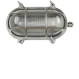 Licht-Erlebnisse Außenwandleuchte Messing Glas B:21 cm E27 IP64 silber