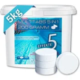 GlobaClean 5 kg Chlor Multitabs 5 in 1 200g, Chlortabletten für Pool, Hochwirksame Poolchemie Poolpflege