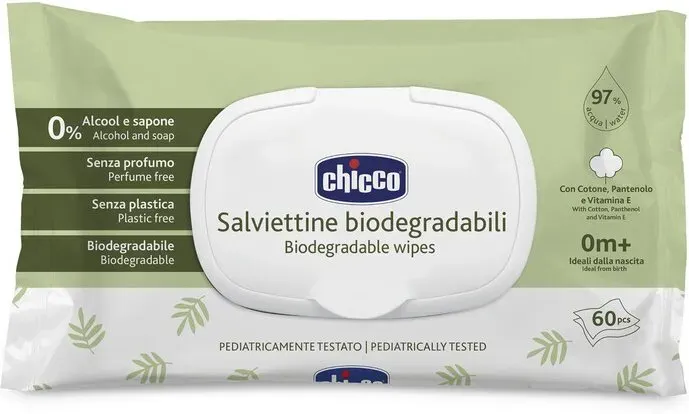 Chicco Biologisch Abbaubare Feuchttücher 12 x 60 Stück (= 720 Stück)