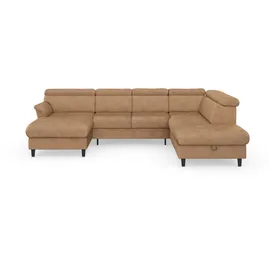 sit&more Wohnlandschaft Marano U-Form, inklusive Kopfteilverstellung, wahlweise mit Bettfunktion, Bettkasten braun