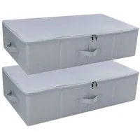 luxuskollektion Unterbettboxen faltbar 2-tlg. Hellgrau