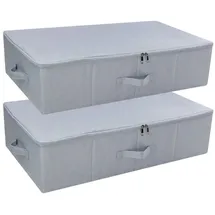 luxuskollektion Unterbettboxen faltbar 2-tlg. Hellgrau