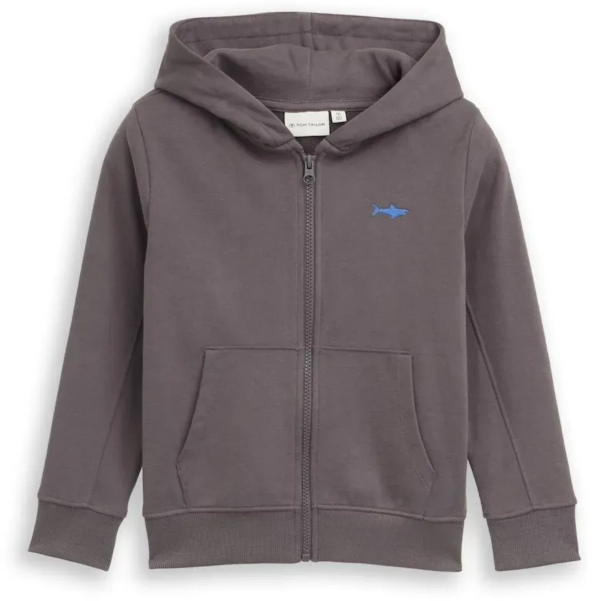 TOM TAILOR Jungen Basic Hoodie Sweatjacke, grau, Uni, Gr. 92/98