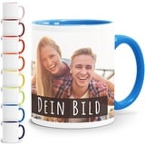 SpecialMe® personalisierte Fototasse mit eigenem Foto persönliches Geschenk Kaffeetasse mit Bild selbst gestalten inner-blau Keramik-Tasse