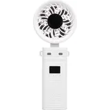 Handventilator 5200mAh Wiederaufladbarer faltbarer Ventilator mit 6 Windgeschwindigkeiten Digitalanzeige Abnehmbarer Kopf Lanyard als Halsventilato... - Weiß