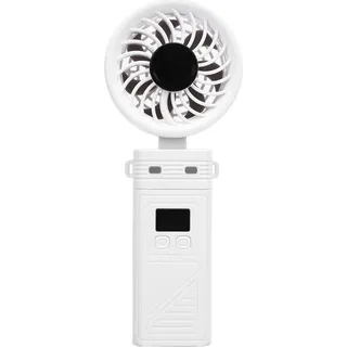 Handventilator 5200mAh Wiederaufladbarer faltbarer Ventilator mit 6 Windgeschwindigkeiten Digitalanzeige Abnehmbarer Kopf Lanyard als Halsventilato... - Weiß