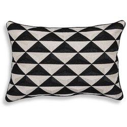 Casa Padrino Luxus Deko Kissen Schwarz / Weiß 60 x 40 cm - Rechteckiges Zierkissen mit elegantem Muster - Luxus Qualität - Deko Accessoires