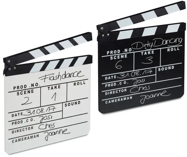 Relaxdays 2 x Filmklappe Schwarz/Weiß Weiß,Schwarz