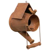 DanDiBo Ambiente Vogelhaus zum Aufhängen Edelrost Deko Rost Gießkanne Wetterfest 96424 Nistkasten Futterstation für Vögel Shabby mit Kette hängend Metallkanne Kanne Balkon