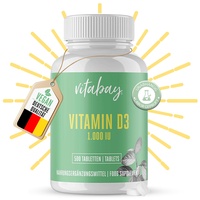 Vitabay - Vitamin D3 Depot 1000 I.E. - 500 Vegane Tabletten - Vitamin D Hochdosiert 1000 Vitamin D 1000 Vitamin D3 Kapseln Vitamin D Tabletten - Vit D Vitamin D Kapseln Vit D3 Vitamin D3 1000