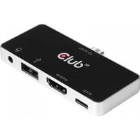Club 3D CLUB3D CSV-1591 Notebook-Dockingstation & Portreplikator Andocken USB C 4-in-1 Hub auf HDMI, 4K60Hz Schwarz,