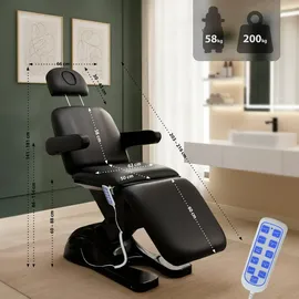 deluke Kosmetikliege SPEYER Elektrisch 66x205x80cm, Kunstleder, Schwarz Massageliege Tattooliege