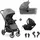 hauck 3in1 Kinderwagen Set inkl. Babyschale ab Geburt bis 22 kg, Klein Zusammenklappbar, Liegefunktion, Getränkehalter - Tablett, UV-Schutz 50+ (Grey)