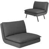 Homcom Bodensofa 4-in-1 Klappbar Schlafsofa mit Leinenoptik, 6-Fach Verstellbarer Rückenlehne Gepolstert Sofabett bis 150 kg belastbar Bodensessel Bodenstuhl für Schlafzimmer, Wohnzimmer, Dunkelgrau