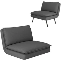 Homcom Bodensofa 4-in-1 Klappbar Schlafsofa mit Leinenoptik, 6-Fach Verstellbarer Rückenlehne Gepolstert Sofabett bis 150 kg belastbar Bodensessel Bodenstuhl für Schlafzimmer, Wohnzimmer, Dunkelgrau