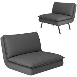 Homcom Bodensofa 4-in-1 Klappbar Schlafsofa mit Leinenoptik, 6-Fach Verstellbarer Rückenlehne Gepolstert Sofabett bis 150 kg belastbar Bodensessel Bodenstuhl für Schlafzimmer, Wohnzimmer, Dunkelgrau