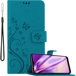 Cadorabo Flower Book Hülle (Motorola Moto G10, Motorola Moto G30), Smartphone Hülle, Blau