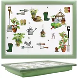 The Leonardo Collection Knietablett mit Sitzsack zum Servieren von Gerichten, schöne Knietabletts zum Essen auf dem Schoß zum Abendessen oder zum Atmen, neu gestaltete Lebensmitteltabletts für den