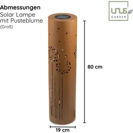 UNUS UNUS® Solarleuchte Garten, wetterfest, Außenbereich, 2er Set Pusteblume - Braun