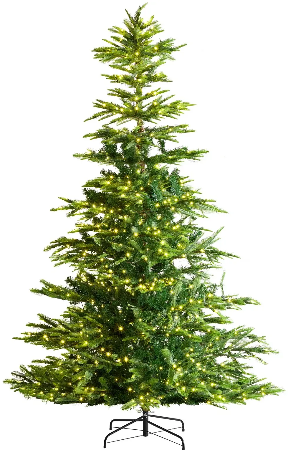 VEVOR Weihnachtsbaum, 1,35 x 2,25 m, künstlicher Christbaum, Tannenbaum mit 700 warmweißen LED-Lichtern, 1319 Zweigspitzen, Metallsockel für die Dekoration zu Hause, bei Partys und im Büro
