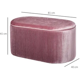Homcom Sitzbank Polsterbank mit Stauraum Truhenbank für Wohnzimmer französische Stil Samt Rosa 81 x 40 x 41 cm