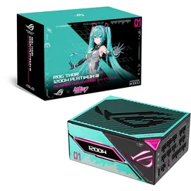 Asus ROG Thor Platinum III Hatsune Miku Edition ARGB Gaming Netzteil (ATX 3.1 kompatibel, 80Plus Platinum, GaN-MOSFET, GPU-First-Spannungsmessung, magnetisches OLED-Display, Blau, Grün, Pink)