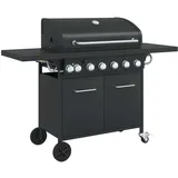 vidaXL Gasgrill mit 7 Flammen Schwarz Pulverbeschichteter Stahl