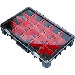 PROREGAL Sortierkasten 20 Fächer | HxBxT 11x39x60cm | Schwarz/Rot