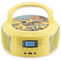 Tragbare Boombox | FM Radio | AUX-In | CD/CD-R | USB | Kopfhöreranschluss | Kompaktanlage | CD-Player | CD-Radio | Stereoanlage | Kinder Radio | Boombox (Glamour Gelb)