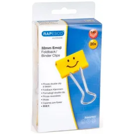 Rapesco Foldback-Klammern Emoji, 32mm, gelb,