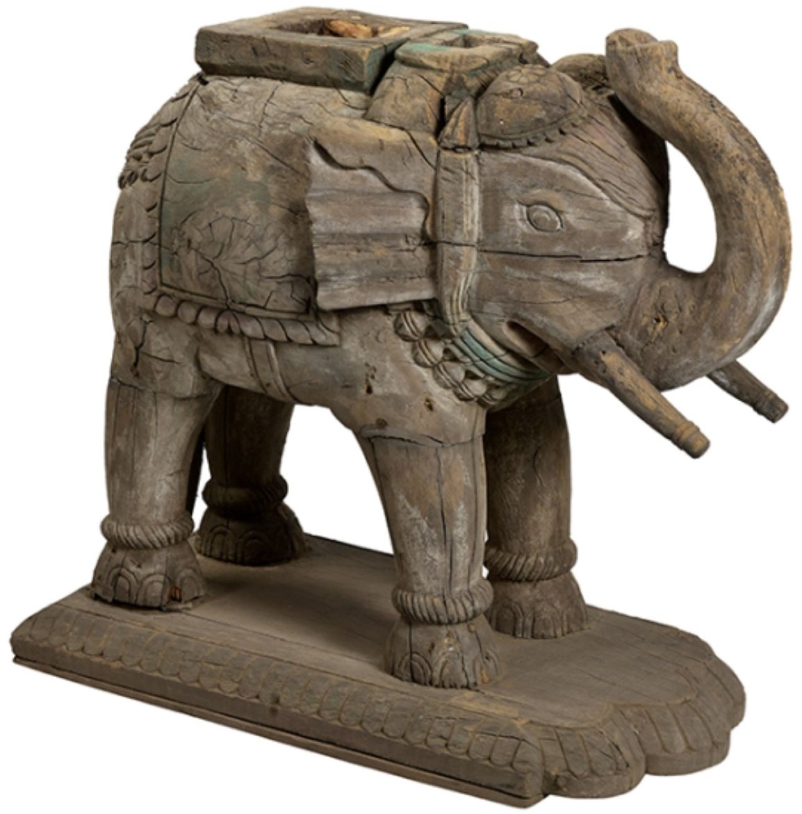 Indischer Holzelefant mit Patina