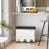Songmics Mülleimer 3 x 15 Liter Treteimer aus Metall, - weiß,