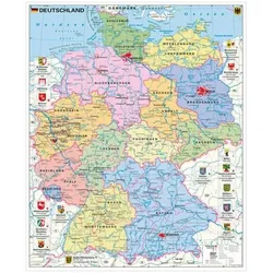 STIEFEL eurocart Wandkarte »Deutschland politisch mit Bundesländerwappen« 97 x 119 cm