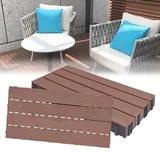 LARS360 6stk Braun WPC Bodenfliese Terrassenfliesen Balkonfliesen Bodenbelag mit Klicksystem und Drainage Kunststoff Deck Fliese für Terrassen Balkon Garten Größe 60x30cm ca. Gesamt 1m2